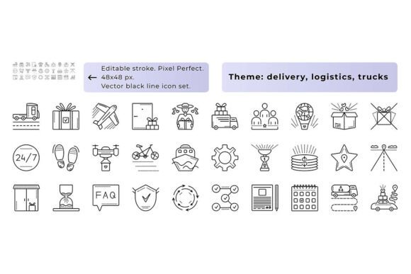 Big Delivery Black Line Icon Set: A Modern Tool for Professional Design