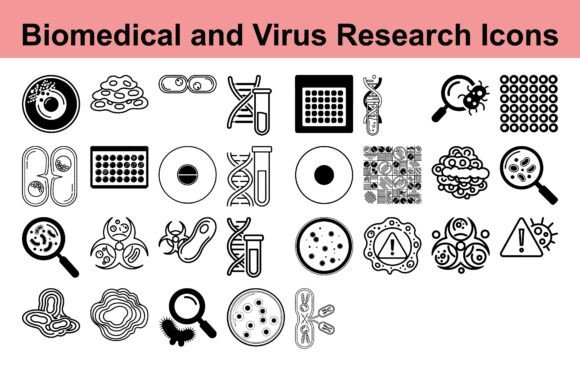 Biomedical and Virus Research Icons Set: Visualizing Scientific Discovery