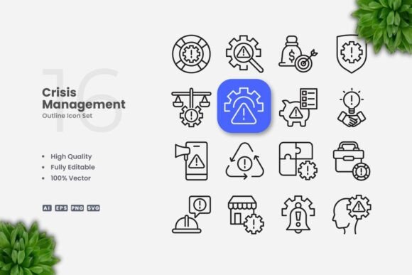 Crisis Management Outline Icons for Effective Communication