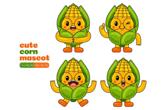 Cute Corn Mascot Vector Pack 04