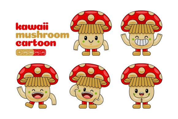 Cute Mushroom Mascot Vector Pack 02: A Versatile Design Resource for Creatives
