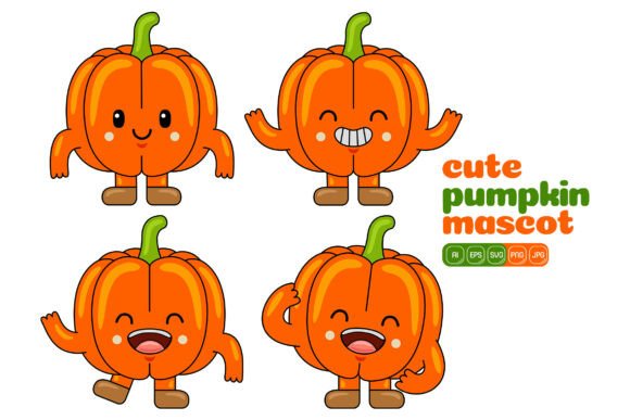Cute Pumpkin Mascot Vector Pack 02