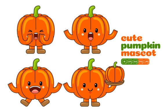 Cute Pumpkin Mascot Vector Pack 03: A Versatile Design Tool for Every Project
