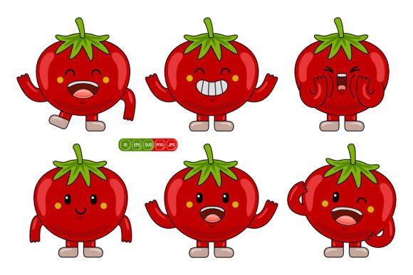 Cute Tomato Mascot Vector Pack 02: A Versatile Design Resource for Creative Projects