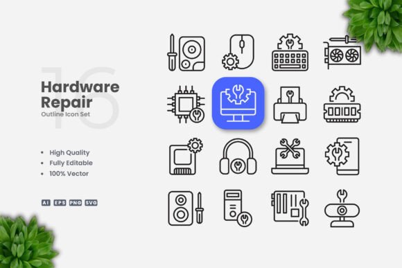 Hardware Repair Outline Icons: A Strategic Tool for Clear Communication and Visual Clarity