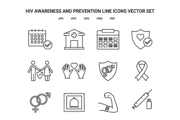 HIV Awareness and Prevention Line Icons