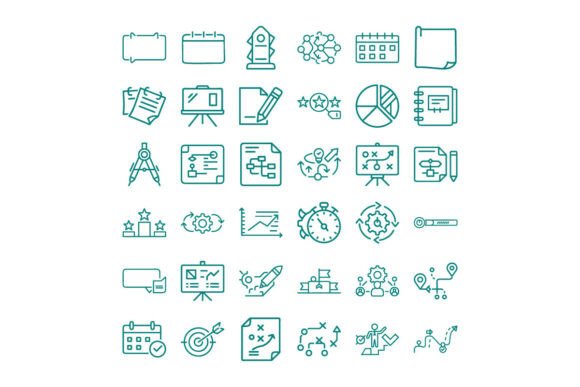 Planning Outline Icon Set: Enhance Your Visual Communication with Professional Design