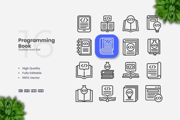 Programming Book Outline Icons: A Versatile Design Tool for Creators and Professionals