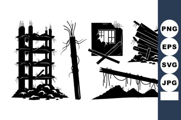 Ruined Concrete Silhouette Set
