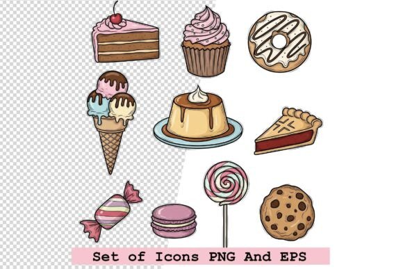 Set of Dessert Icons Vector