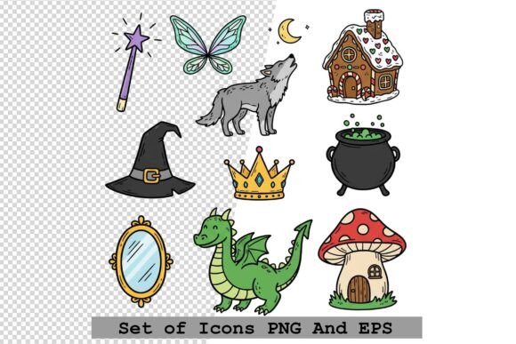 Set of Folklore Icons Vector