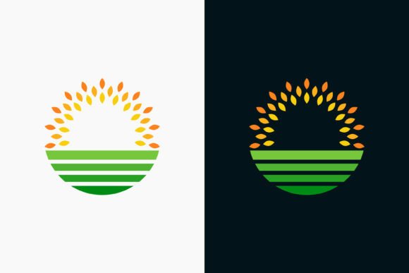 Sun Field Logo Organic Agriculture Farm